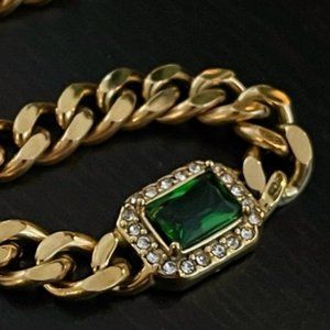 ✨18K Gold Plated Bracelet with Green Zircon✨